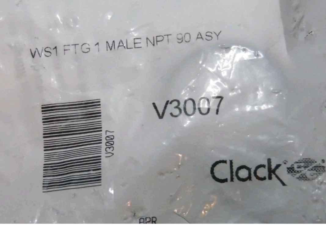 By Pass Kit WS1 FTG1 Male NPT 90 ASY V3007 Clack