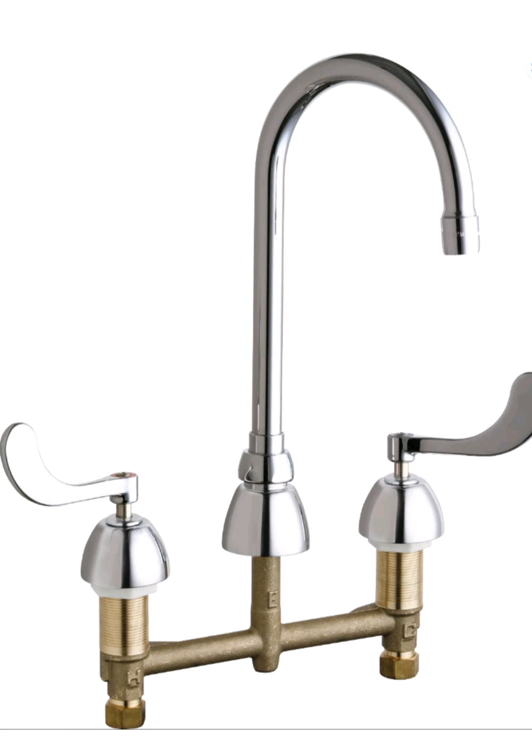 Chicago Faucet 786-Abcp Gooseneck Kitchen/Bathroom Faucet, Manual, 8" Mount, 3