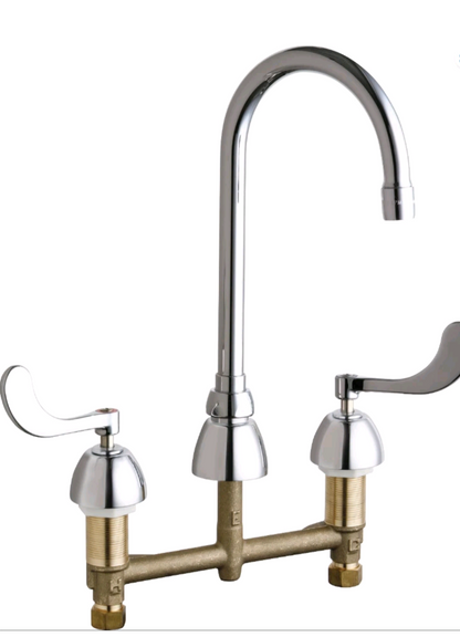 Chicago Faucet 786-Abcp Gooseneck Kitchen/Bathroom Faucet, Manual, 8" Mount, 3