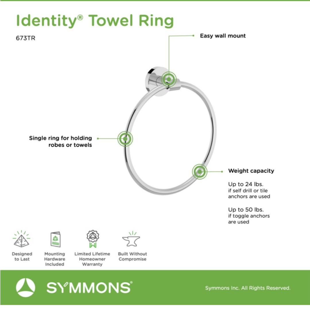 SYMMONS TOWEL RING 673TR-STN