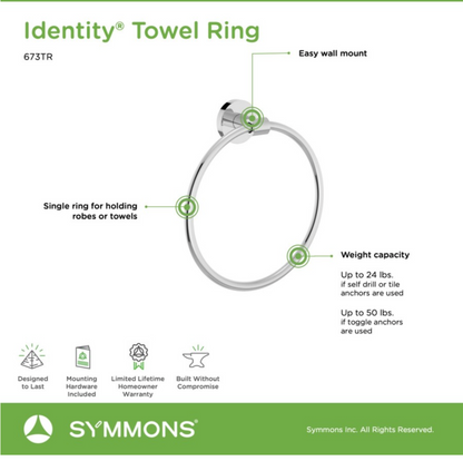 SYMMONS TOWEL RING 673TR-STN