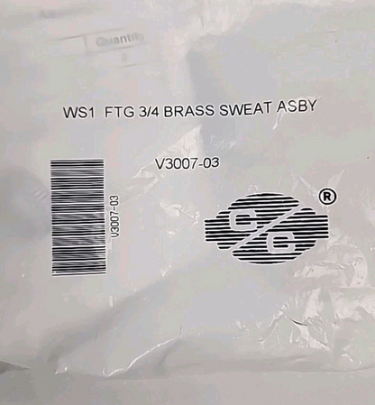 Clack WS1 V3007-02LF Fitting 1" Lead-Free Brass Sweat Assembly