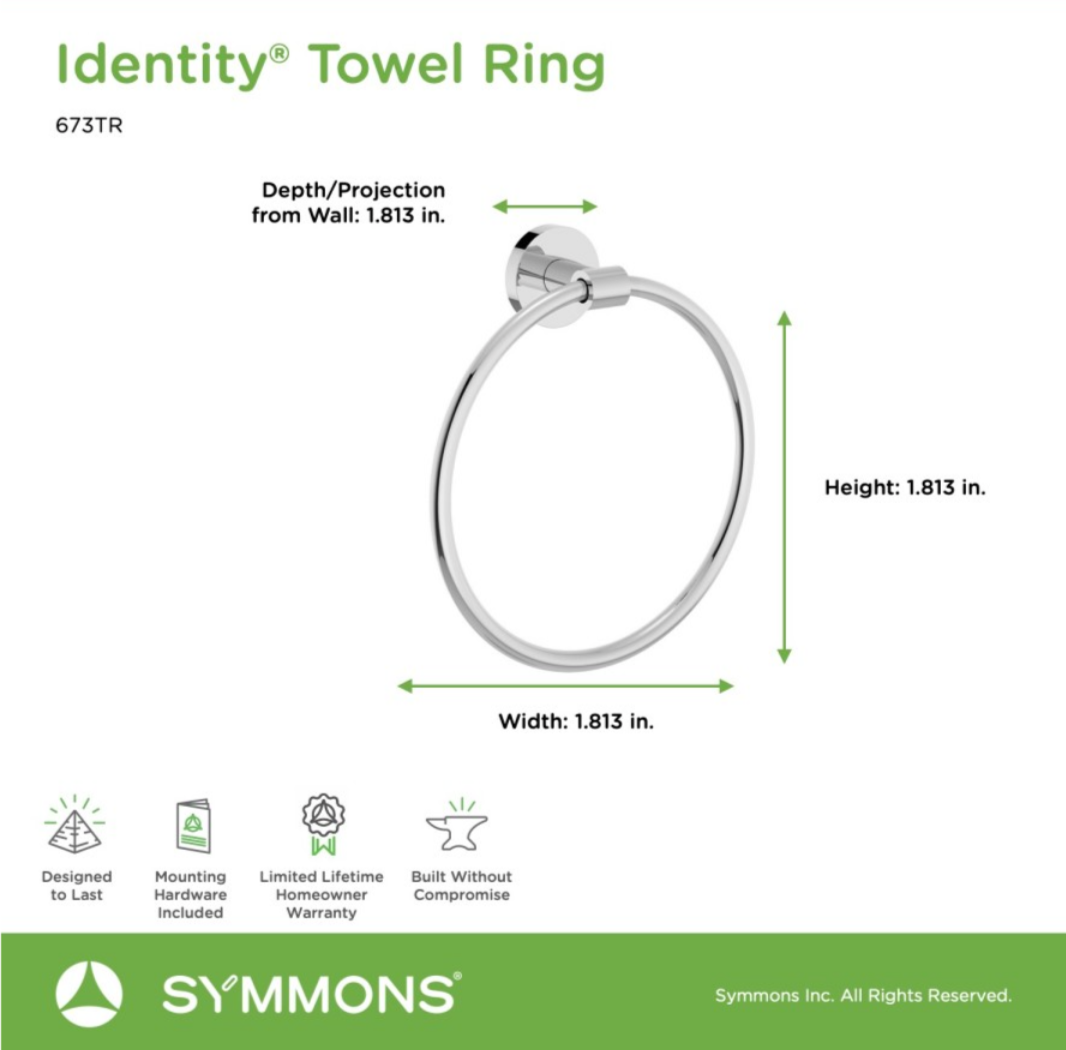 SYMMONS TOWEL RING 673TR-STN