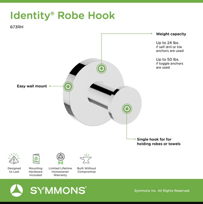 symmons robe hook 673RH-STN