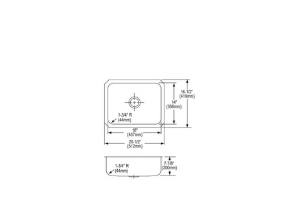 Elkay ELUH1814 Lustertone 20-1/2" Undermount Basin Stainless Steel New Open Box