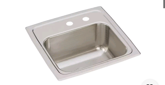 Elkay lustertone Stainless Steel 15" x 17-1/2"x 7-5/8"2-Hole Single Bowl LR15172